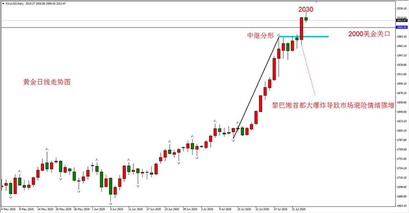 黄金日线走势图