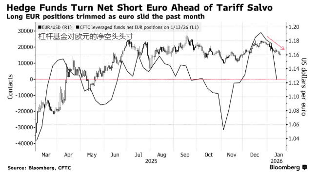 杠杆基金对欧元的净空头头寸
